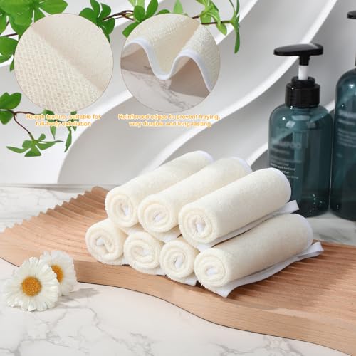 9 Pcs Nylon Exfoliating Wash Cloths Set 8.7 x 10.2 Inch | Soft Dual Sided Body Face Towels Kitchen Dish Scrubber Reusable Bath Spa Towel for Women Men Travel - color: White, size: Small