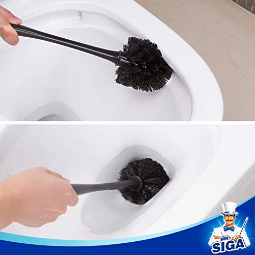MR.SIGA Toilet Plunger and Bowl Brush Combo for Bathroom Cleaning, Black | Heavy duty toilet brush and plunger set, toilet bowl brush and plunger with holder - color: Black