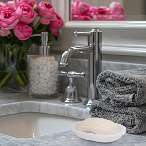 Topsky Soap Dish for Shower, 2pcs Soap Dishes Soap Savers for Bar Soap, Soap Bar Holder Shower with Drip Tray, Plastic Soap Holders with Drain for Kitchen Sink, Easy to Clean, Dry,White - color: White