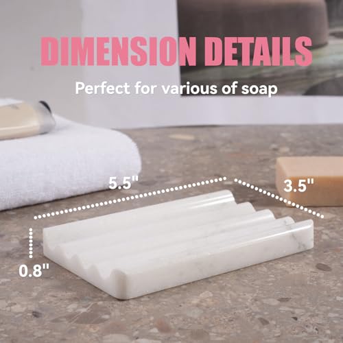 2 Pcs Marble Soap Holder, Soap Dish for Shower, Bathroom, Kitchen, Multi-Function Bar Soaps Holder, Soaps Saver with Water Ripple Design, Soap Tray(Namib Fantasy) - color: Namib Fantasy
