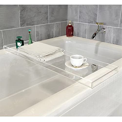 WANLIAN Luxury Bathtub Caddy Tray for Bathroom and Shower Storage - Clear Handles - color: Clear Handles