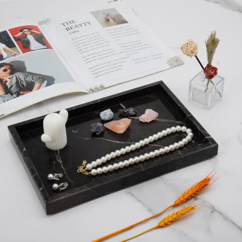 Brown Marble Tray,Pure Natural Vanity Tray | Marble Tray for Kitchen Counter Non-Ceramic/Non-Resin,Stone Trays 12 x 8 inch - color: Brown