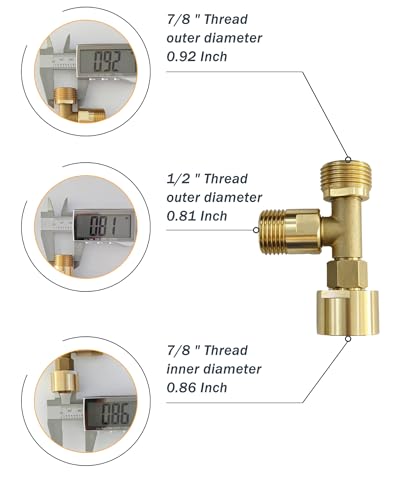 Universal Bidet T Adapter for Any Brand Bidet Hose, All-in-One Solution fit Toilet Tank Inlet or Angle Valve Outlet, 3/8"-7/8"-1/2", Brass Made