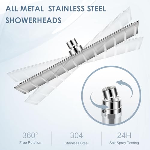 12 inch Ceiling Rain Shower Head Chrome Polished - All Metal 304 Stainless Steel, Full Body Rainrfall Shower with 144 Silicone Nozzles, Large Square Showerheads Modern Bathroom - color: A-Chrome Polished, size: 12 Inch Square