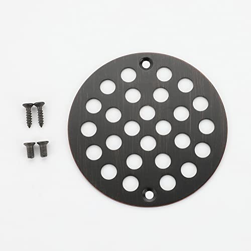 Round 4 Inch Screw-in Round Floor Drain Cover Replacement Shower Drainer Grate with Screws (ORB) - color: Orb