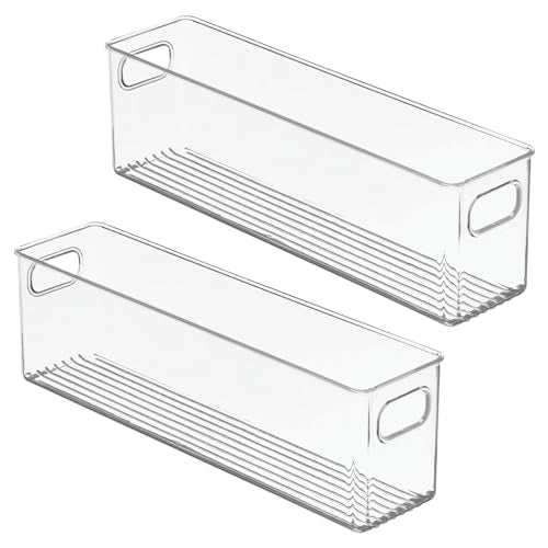mDesign Plastic Kitchen Organizer - Storage Holder Bin with Handles for Pantry, Cupboard, Cabinet, Fridge/Freezer, Shelves, and Counter - Holds Canned Food, Snacks - 2 Pack - Clear