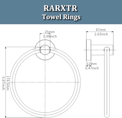 RARXTR Chrome Hand Towel Holder for Bathroom Kitchen Towel Ring Modern Rounded Base Wall Mount SUS304 Stainless Steel - color: Chrome