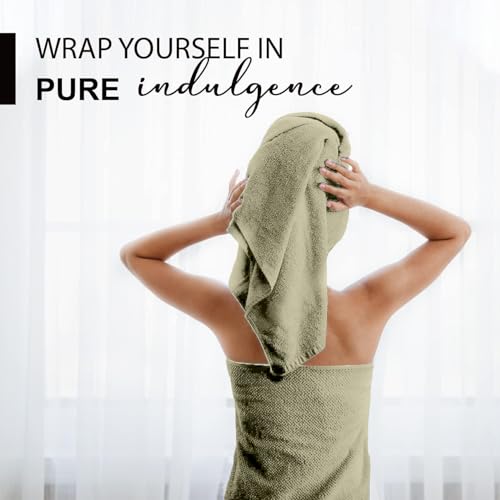 KAHAF COLLECTION 100% Cotton Bath Towels, 24x48 Pack of 6 Towels, Quick Dry, Highly Absorbent, Soft Feel Towel, Gym, Spa, Bathroom, Shower, Pool, Luxury Soft Towels (Olive Green, 24x48-6 Pack) - color: Olive Green, size: 24x48 - 6 PACK
