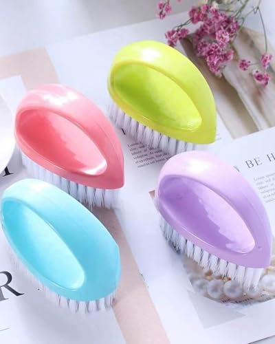 Scrubbing Brushes for Cleaning Small Scrub Brush with Nylon Stiff Bristles | 4 Pack Heavy-Duty Scrubber Cleaner Brush Multi-Purpose Cleaning Brush for Bathroom,Showe,Sink,Kitchen,Bathtub,Floor -Compact - color: Green, Blue, Red, Purple