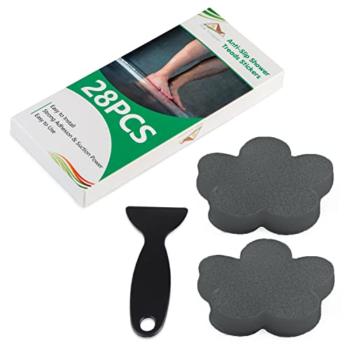 Non Slip Bathtub Stickers 28 PCS Adhesive Anti Slip Shower Stickers for Bath Tub Bathroom Stairs Flower-Stickers, Grey - color: Grey