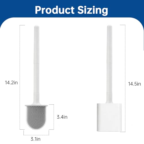 RV Essentials, RV Toilet Brush, Toilet Brush Silicone Won't Damage Toilets, Wall Mounted Toilet Brush White-Anti-Roll, Anti-Drip Design, Suitable for RV Travel Trailers and Campers, Camper Must Haves - color: White-1