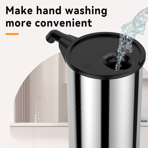 Automatic Soap Dispenser,Stainless Steel Material, Rechargeable Touchless Hand Sanitizer Pump,4 Adjustable Levels Smart Electric Dispenser - color: Silver Steel