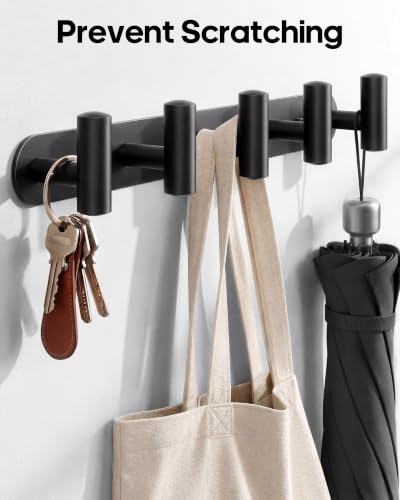 Optish 2 Pack Coat Rack Wall Mount, Black Bathroom Towel Rack with 10 Hooks, Heavy Duty 66LB Coat Hook for Towels, Robes, Bags, Hat Rack Key Holder for Entryway, Bedroom - color: Black