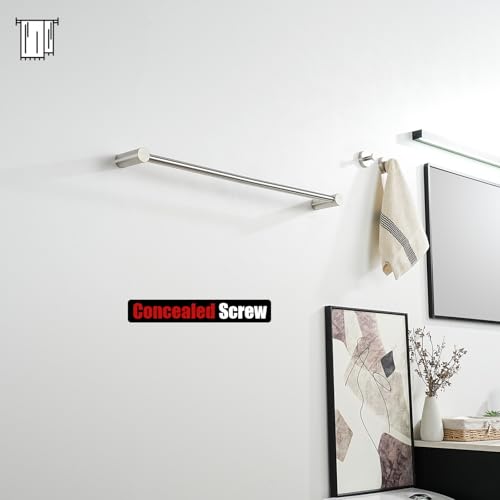 JQK Towel Bar Brushed, 26.5 Inch 304 Stainless Steel Thicken 0.8mm 2 Pieces Towel Rack Bathroom Wall Mount, Useable Length 24 Inch, TB610L24-BN - color: Brushed Steel, size: 26.5 Inch