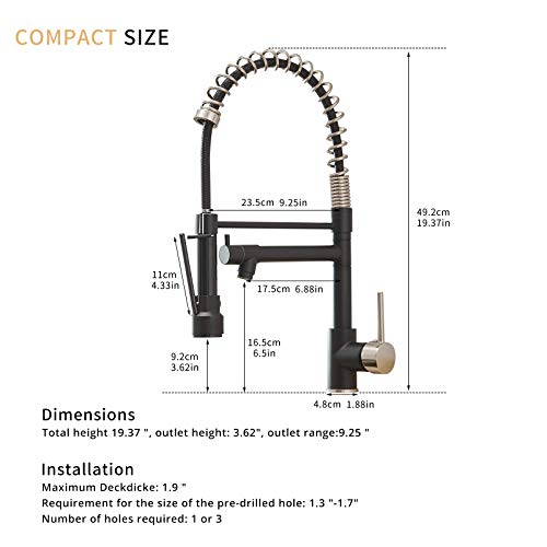 AIMADI Kitchen Sink Faucet,Black Kitchen Faucets with Pull Down Sprayer | Black Stainless Steel Single Handle One Hole Kitchen Faucet,Matte Black,Ceramic Cartridge,Easy DIY Install - color: Black Nickel, style: Contemporary