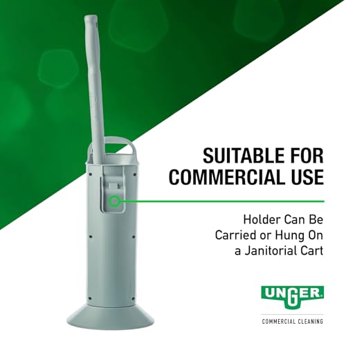 UNGER Commercial Toilet Brush and Holder Set - with Replacement Head BWHR | Maintains toilet bowl cleanliness with ergonomic design and effective cleaning capability; Hygienic Holder; Durable Bristles