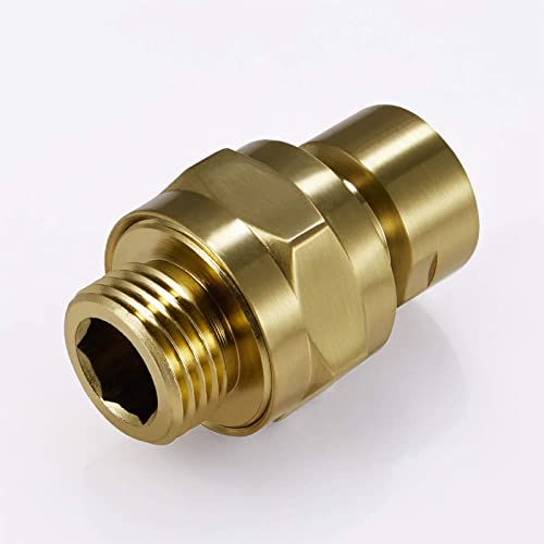 Brushed Gold Shower Head Adapter, Biveah Brass Shower Arm Swivel Joint Connector G1/2" for Shower Head, KSB016BG - color: Brushed Gold