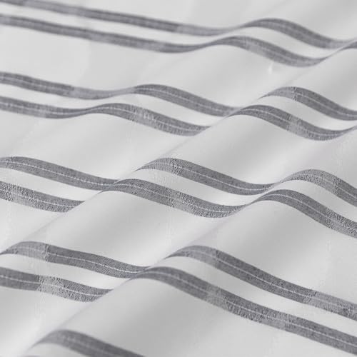 Amazon Basics Geometric Jacquard Fabric Shower Curtain for Bathroom, Lightweight, Waterproof and Washable, 72" W x 98" L, Grey Striped - size: 72"W x 98"L (Pack of 1)