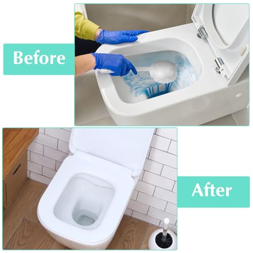 12 Pack Toilet Bowl Brush Soft Swab, 11 Inch Toilet Bowl Mops Cotton, White Reusable Long Plastic Handled Cleaners Scrubber Mop with Silk Cotton for Toilets, Sink, Bathtub, Without Cone Cup
