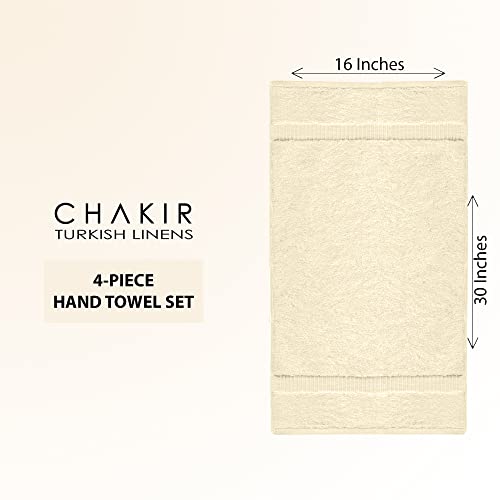 Chakir Turkish Linens 4 Piece Hand Towels, 100% Cotton Turkish Towels for Bathroom, Luxury Soft Absorbent Hand Towel Set, 16 x 30 Inches, Beige - color: Beige
