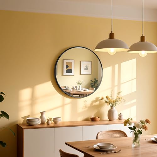 30x30 Round Wall-Mounted Mirror,Aluminum Alloy Frame | Tempered Glass Bathroom Vanity Mirror,Modern Style,Round Hanging,Circle Mirrors for Living Room,Bathroom,Vanity,Entryway - size: 30"L x 30"W