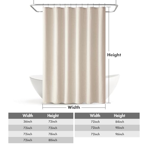 MIULEE Linen Fabric Shower Curtain Cream Beige W72*L72 12 Metal Hooks | Modern, Heavy Duty, Shower Curtain Set, Waterproof Neutral Thick Cloth Shower Curtains, Bathroom Bathtub, Washable - color: Cream, size: 72"W x 72"L (Pack of 1)