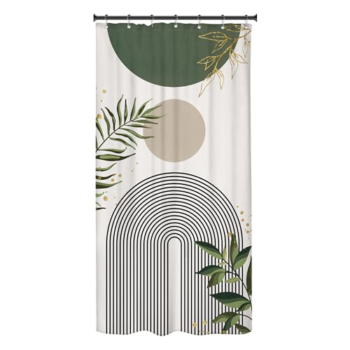 Small Stall Half Single Green Boho Bathroom Shower Curtain Set | Sage Bohemian look; 36"W x 72"L. waterproof HD print, quick-dry fabric and free hooks for easy setup. - color: A-01green, size: 36"W x 72"L (Pack of 1)
