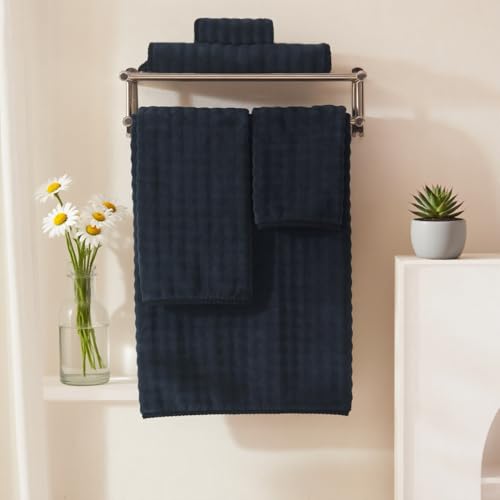 COZYART Lint Free 8 Pcs Bathroom Towels Set Ultra Soft Microfiber Black | Fluffy, Thick, Highly Absorbent, Fast Dry, No Shedding, No Pilling, Fade Resistant, Durable, Long-lasting - color: Charcoal Black