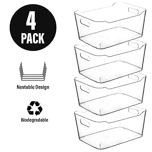 CONTROL KITCHEN Small Clear Plastic Storage Bins, Perfect for Organization or Pantry and, Fridge Organizer, Cabinet Organizers - size: Small