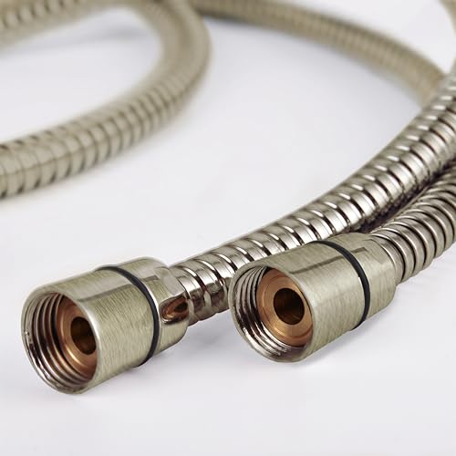 YOO.MEE Shower Hose, 79 inch, Stainless Steel, Brushed Nickel | Fits handheld showerheads, 1/2-inch female connector, anti-twist, flexible