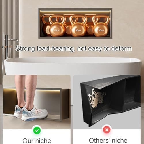 No Tile Required Shelf Stainless Steel Shower Niche Recessed Single Shelf Wall Insert Built-in Bathroom Shower Caddy