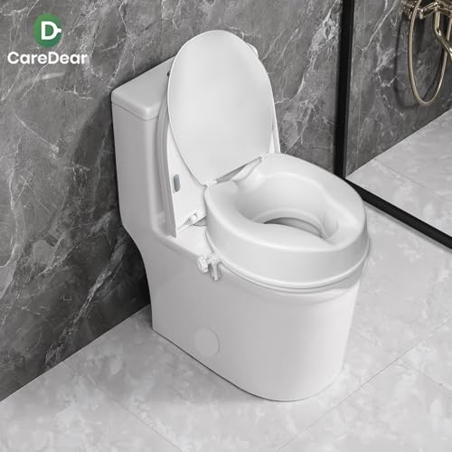 Raised Toilet Seat with Lid for Elderly, 4" High Toilet Seat for Elongated or Standard Commode, Raised Toilet Seat for Seniors, Handicap Toilet Seat Riser with Cover - size: 4"