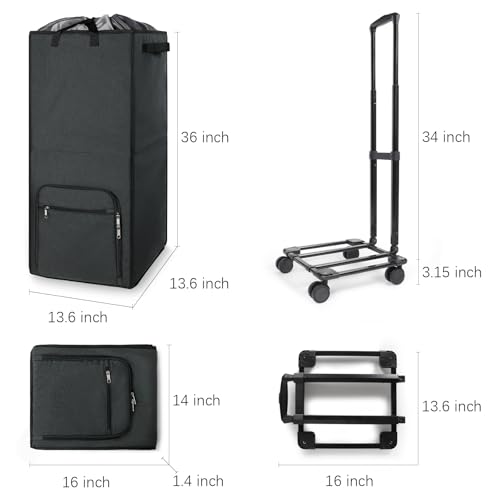 Bukere Extra Large 2 in 1 Rolling Laundry Basket with Wheels, 110L Freestanding Collapsible Laundry Hamper Bag with Removable Wheeled Cart for Clothes Storage College Dorm Apartment Laundry Room