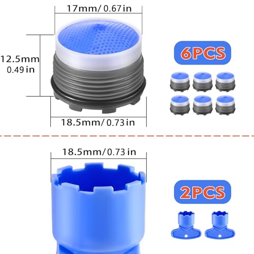 Faucet Aerator M18.5, WeeVeni 6PCS Aerator Replacement for Sink Faucet Flow Restrictor, Kitchen Bathroom Sink Aerators with Key Removal Wrench Tool - style: 18.5MM