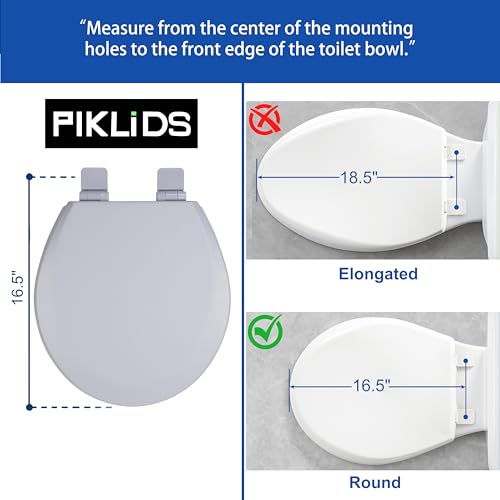 Toilet Seat, Slow Close, Soft Touch, Ultra-Smooth Matte Finish (No Orange-Peel Texture), Premium Moulded Wood, Quick Release, PIKLiDS (Gray, Round) - color: Gray, size: Round