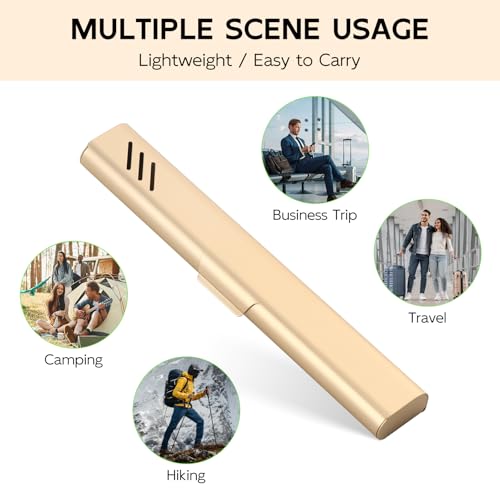 Travel Toothbrush Case, Portable Toothbrush Holder, Durable Aluminum Toothbrush Storage Box, Small Breathable Manual Toothbrush Container for Traveling, School, Camping, Business Trip - Gold - color: Gold