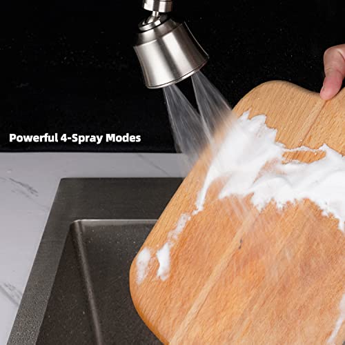 Kitchen Sink Faucet Head 4-Mode, 360° Swivel Faucet Aerator, Brushed Nickel | 55/64" Female Faucet Sprayer Head for Bathroom & Kitchen, Big Angle Rotating Metal Ball Joint, Extra 15/16" Metal Adapter - color: Brushed Nickel, style: 1 Swivel Joint