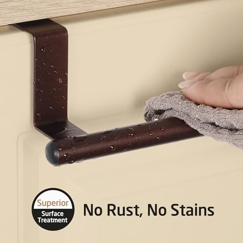 KES Over The Cabinet Towel Holder Fit 1" Thick, Kitchen Towel Holder, Brown | Anti-Wobble, Scratchproof, for Dish Hand Towels, Over The Door Towel Bar with Extended Hooks, 2 Pack, KTH500S26-OB-P2 - color: Brown