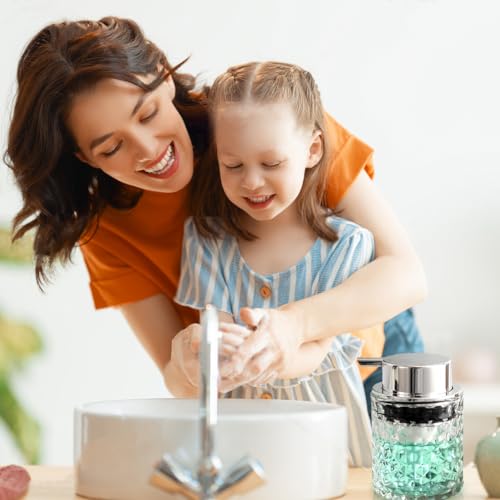 Malachi Foaming Hand Soap Dispenser, Refillable Clear Glass Foam Pump Bottle for Hand Soap, Dish Soap, Body Wash, Shampoo, Facial Cleanser & Baby Wash, Multi‑use for Bathroom, Kitchen & Commercial Use - color: Diamond Clear -2