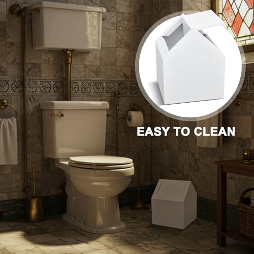 Double Entry Sanitary Napkin Receptacle Swing Top Floor Receptacle Tampon Disposal Bin with 100 Black Disposal Liner Bags, Feminine Waste Tampon Holder Bathroom Hygiene Container, White, Metal