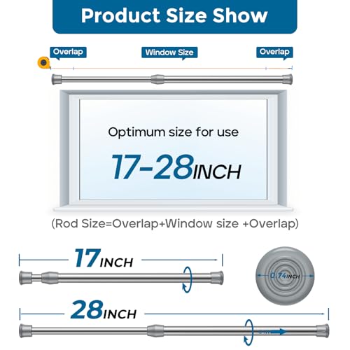 Spring Tension Curtain Rod Short Tension Rod (Silver,17"to 28"-3Pcs) - color: Silver, size: 17" to 28"-3Pcs