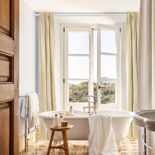 GXOACKJ White Shower Curtain Rods - 31-68 Inch Spring Tension Shower Rods for Bathroom, Adjustable, No Drilling, No Rust, Stainless Steel - color: White, size: 31-68