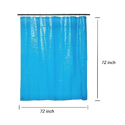 EVA Blue Shower Curtain Liner, 3D Water Cube 5G Shower Liner with 12 Rustproof Metal Grommets and Weighted Magnets, Waterproof Duty for Bathroom 72 x 72 - color: Blue