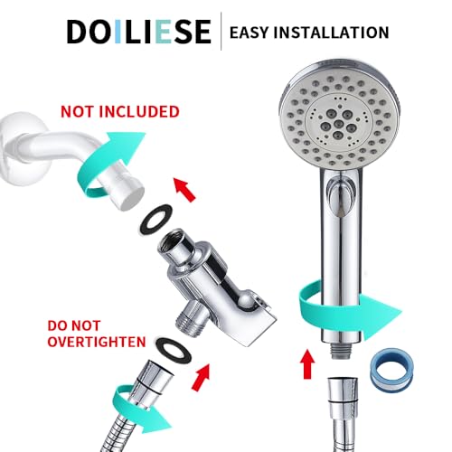 High Pressure Shower Head with Handheld Spray 6 Settings Chrome | Hand Held Shower head with On Off Switch, Spa Spray Mode, 60inches Hose - color: Chrome, style: Modern