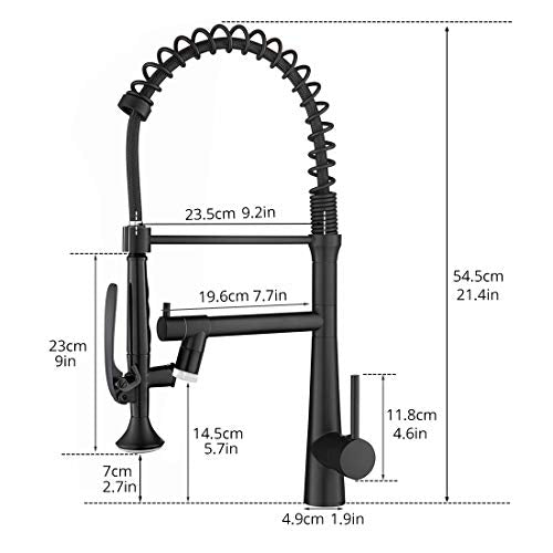 AIMADI Black Kitchen Faucet with Sprayer,Commercial Faucet Kitchen | Matte Black,Single Handle Spring Pull Down Kitchen Sink Faucet With LED Light - color: Matte BlackFinish