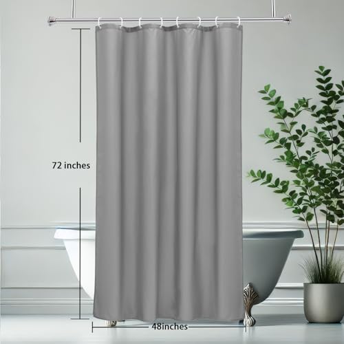 AooHome Fabric 48x72 Inch Small Shower Curtain, Stall Size Bathroom Curtain for Hotel, Water Repellent, Light Grey, 48 Width x 72 Height Inch - color: Light Grey, size: 48"W x 72"L (Pack of 1)