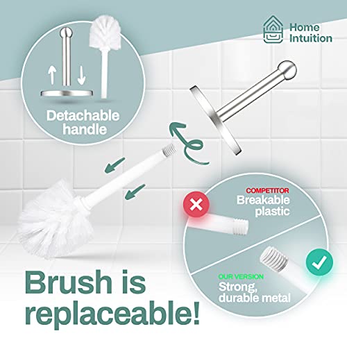 Home Intuition Polished Chrome Stainless Steel Vented Toilet Brush and Holder, 1 Pack