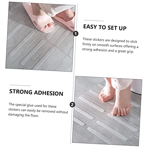 20pcs Bathroom Slip Stickers Self Adhesive Non Skid Strips for Bathtub Shower Stairs Strong Adhesive Easy Installation Safety Shower Tread Stickers