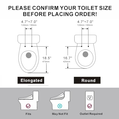 Bidet Toilet Seat with Warm Water Wash, Air Dryer, Heated Seat, Remote Control, LED Display, Self-Cleaning Nozzle, Night Light & Multiple Cleaning Modes (Round)