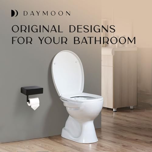 Day Moon™ Matte Black Toilet Paper Holder with Shelf & Wipe Storage, Bathroom Roll Holder with Built-in Wipe & Tampon Holder, Wall Mounted Flushable Wipe Dispenser - color: Matte Black